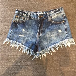 Other follow jean fringe shorts